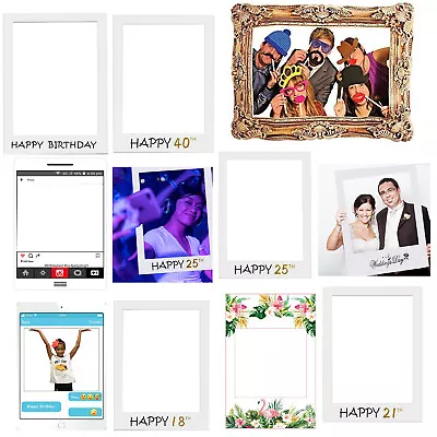$8.39 • Buy Happy 18 30 40 50 21st Birthday Frame Photo Booth Props Paper Party Decor Selfie