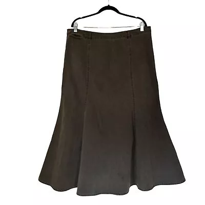 Peruvian Connection Gray Denim A-Line Midi Skirt Size 18 • $69.99