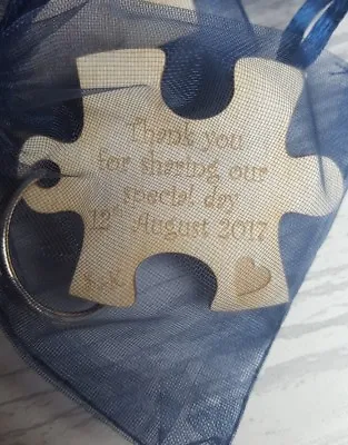 £1.60 • Buy Puzzle Piece Wedding Favours, Personalised Keyrings, Wooden Wedding Favours