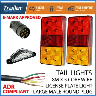 $42.95 • Buy Trailer Light Kit Pair Of Led Lights,1 Xplug, 8mx 5 Core Wire,number Plate Light