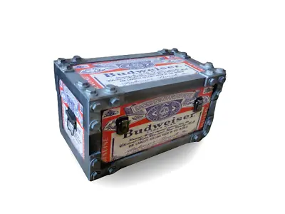 Budweiser Bud Beer Metal Strap Storage Chest Trunk Retro Vintage Large Tool Box • £24.99