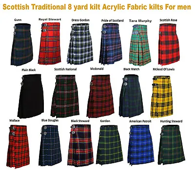 8 Yard Tartan Kilts - Highland Weeding KILTS Casual Men's Multi TARTAN KILTS • $46