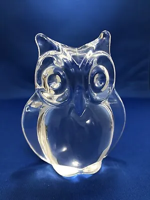 Vintage Daum Clear Crystal Owl France 3 1/4 “ • $20