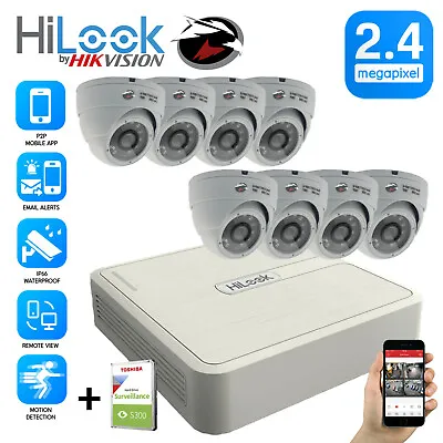 Hikvision Hilook Cctv System Hdmi Dvr Dome Night Vision Outdoor Camera Full Kit • £140.10