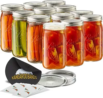 KanBandz Ball Wide Mouth 32-Ounces Mason Jar With Lids And Bands 12-Pack... • $34.95