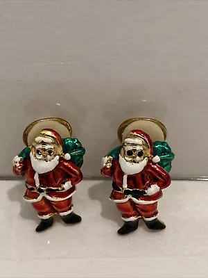 $6.99 • Buy Vintage Santa Claus Christmas Father Christmas Enamel Clip Earrings