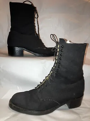 EXTREMELY RARE Vintage Free Lance Black Canvas Granny Boots  391/2  39.5  9  • $115
