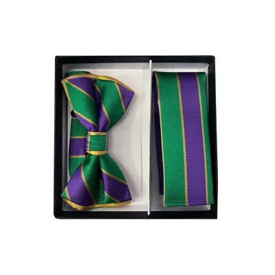 New Formal Men's Pre Tied Bow Tie Mardi Gras Purple Green Gold Costume Party • $11.95