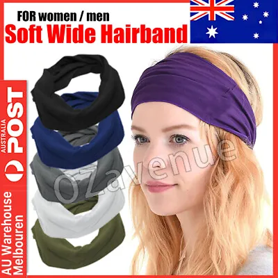 Womens Running Soft Wide Hairband Yoga Elastic Stretch Headband Turban Head Wrap • $5.09