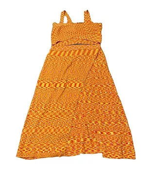 Yellow Orange Scoop  Womens 2 Piece Crop Top And Skirt Outfit • $19.99