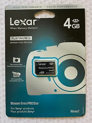 Lexar 4GB Platinum II Pro Duo Memory Stick Mark 2  BRAND NEW • $12.50