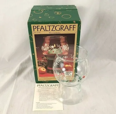 Pfaltzgraff Winterberry Floating Candle Holder Clear Glass Hourglass Pillar Vase • $17.98