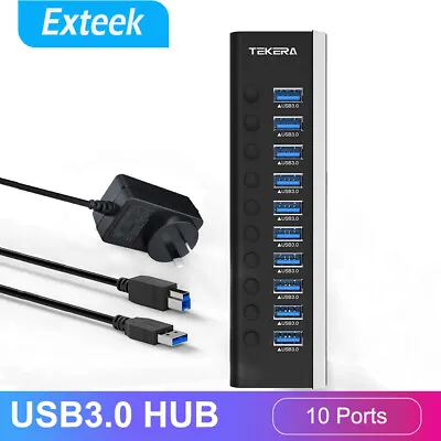 $79.95 • Buy USB 3.0 Hub 10 Port Expansion Smart Splitter With Switches And Power Adapter 