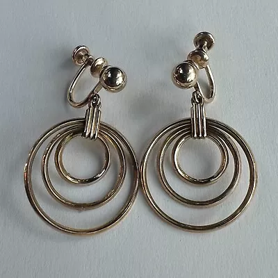 Vintage Van Dell Screw-Back Multi-Circle Earrings 1.5  - 12k Gold Filled • $27