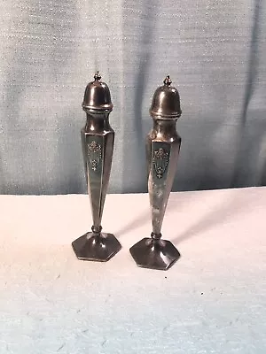 Vintage Salt And Pepper Shakers Art Deco W.B.Mfg. Co. 2878 Silver Plated Set • $34.99