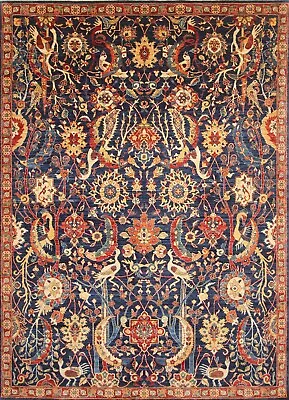 $1759.12 • Buy 8x10 Navy Blue Bird Gabbeh Tribal Afghan Hand Knotted Veg Dye Wool Area Rug