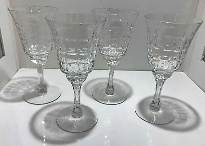 Set Of 4 Vintage Cut Crystal Water Wine Glasses Stemware 7.75  (have 8) • $30