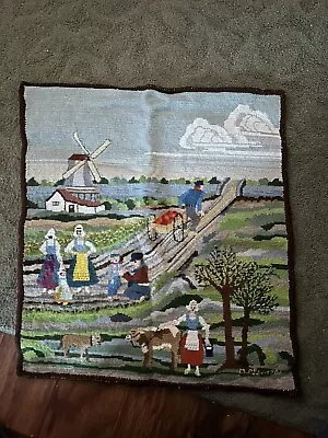 Holland Needlepoint Vintage Dutch Netherlands Windmill Farm • $12