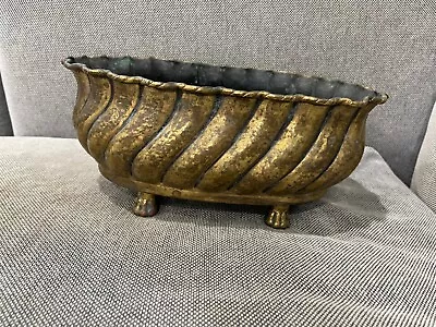 Vintage Hammered Brass Or Copper Planter / Cache Pot Made In Italy • $125