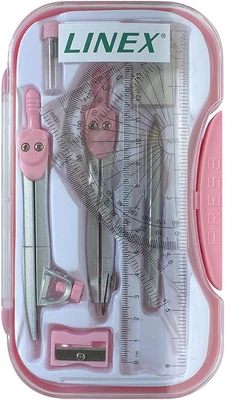 £7.62 • Buy Linex Pink Geometry Set, Maths GCSE, Secondary School Set, 10 Pieces, Compasses,