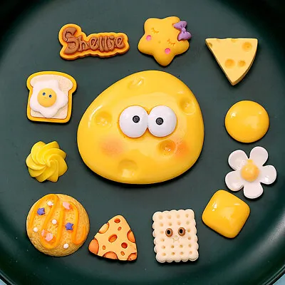 13Pcs Kawaii Cute Cheese Fake Food Flat Back Resin Cabochon Embellishments U • £3.94