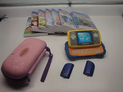 Vtech MobiGo Handheld Touch Learning Game System W/ Carry  Case + 7 Games Tested • $44.95