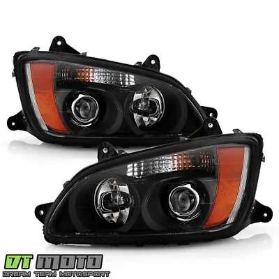 2008-2017 Kenworth T660 Black Projector Headlight Headlamps Pair Set Left+Right • $218.99