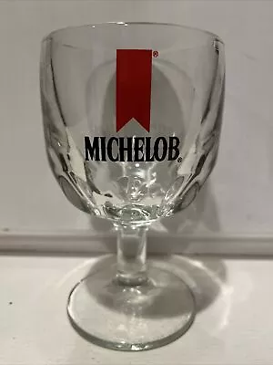 Vintage Michelob Beer Goblet Thumbprint Heavy Stemmed Schooner Glass 6 1/4” • $20