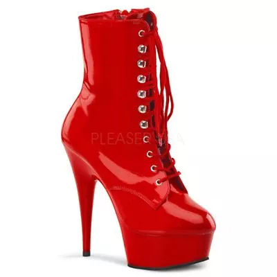 Pleaser Delight-1020 Sexy Exotic Pole Dancer Stripper Red Ankle Platform Boots • $173