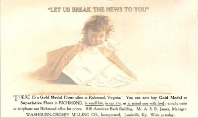 $34.99 • Buy RPPC Richmond VA Gold Medal Flour Office Advertising 1908
