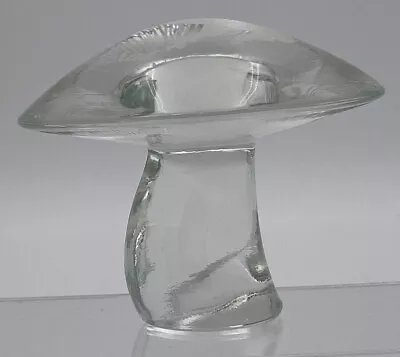 Crystal Viking Glass Zodiac Taurus Top Etched Clear Mushroom Paperweight #6942 • $125