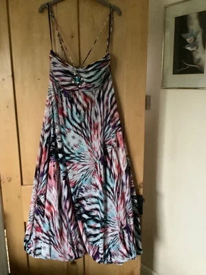 £9.99 • Buy MATTHEW WILLIAMSON BUTTERFLY DRESSY MULTI PATTERNED STRAPPY MAXI DRESS Sz 12