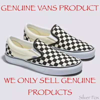 Vans Classic Slip On Checkerboard Checker Black White Shoes Sneakers Runners New • $98.95