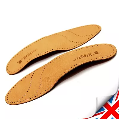 Flat Feet INSOLES Orthotic Inserts Natural Leather Metatarsal Arch Support BISON • £7.95