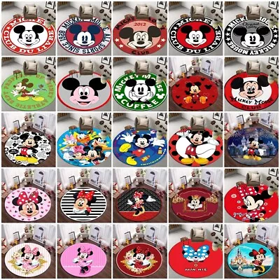 Disney Cartoon Mickey Minnie Mouse Round Floor Rug Carpet Chair Mats Doormat UK • £9.59