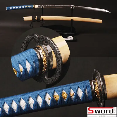 Musashi 1095 Carbon Steel Japanese Katana Samurai Sharp Fulltang Sword Log Saya • $150