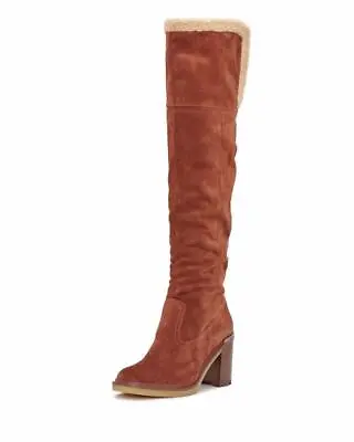 Vince Camuto Gambrel Chocolate Craving Pull On Rounded Toe Stacked Heel Boots • $59.95