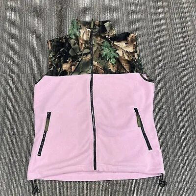 TrailCrest Fleece Vest Womens Small Pink Camo Full Zip Pockets Outdoor Casual • $3.99