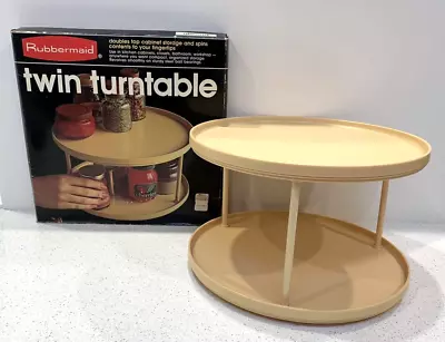 New Vintage 1980s Rubbermaid Twin Turntable Storage Almond #2937 Kitchen Closet • $18.99