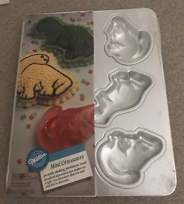 Vintage 1993 Wilton Mini Dinosaurs Cake Pan Mold 2105-9331 T-New • $12