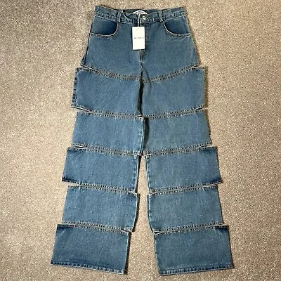 NWT Women's Ma Cherie Wide Leg Split Stacked RARE Denim Jeans Sz Medium 29x30 • $29.37