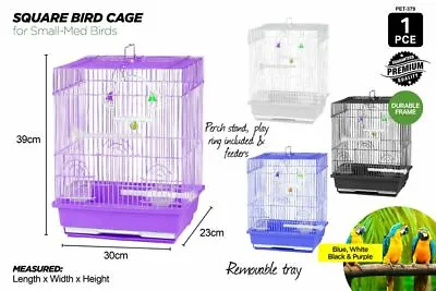 1x  Bird Cage Pet Cages Aviary Travel  Budgie Parrot Toys  Square Muilt Color  • $29.95