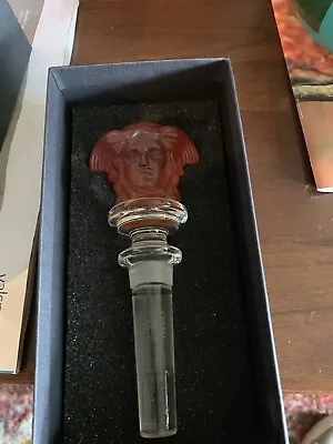 Rosenthal Versace Frosted Crystal Medusa Head Wine Bottle Stopper Amber • $165