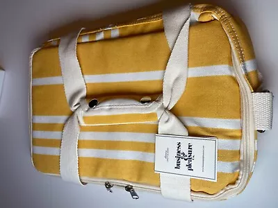 NEW! Business And Pleasure Yellow White Striped Large Cooler Bag • $14