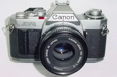 Canon AV-1 35mm Film SLR Manual Camera With Canon 50mm F/2 FD Lens Excellent • £134.99