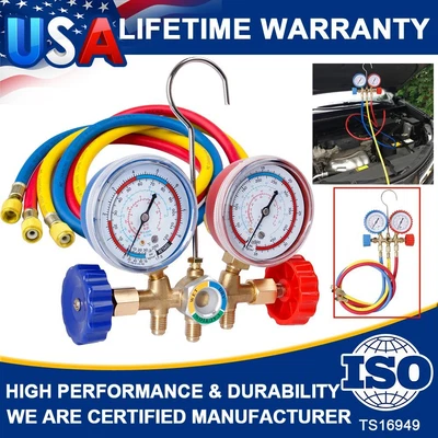$33.93 • Buy AC Diagnostic Manifold Freon Gauge A/C Tool Kit R22 R12 R134A R502 Refrigeration