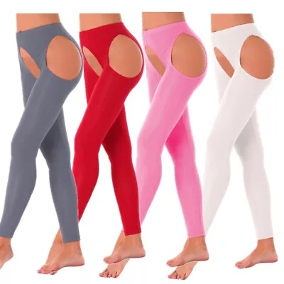 Women's 70D Shiny Suspender High Waist Tights Hollow Out Workout Yoga Pants • $6.99