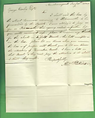 1828 Stampless Cover & Letter - Newberryport Massachusetts To Augusta Maine Red • $12.50