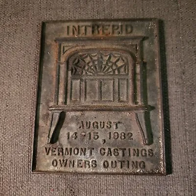 Vermont Castings Intrepid Cast Iron Damper Plaque  Owners Outing  August 1982 • $85