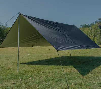 Ultralight Waterproof Tarp Tent Sheet Hammock Shelter Sunshade Canopy 3X3M Black • $29.90